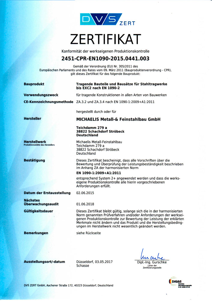 DVS EN1090 | 03.05.2017 - 01.06.2018 DVS EN1090 | 03.05.2017 - 01.06.2018